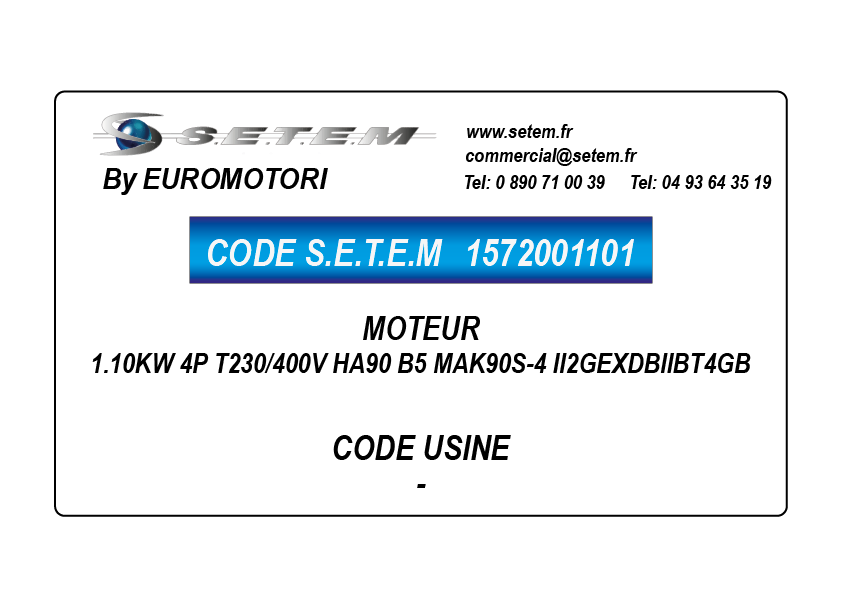 MOTEUR 1.10KW 4P T230/400V HA90 B5 MAK90S-4 II2GEXDBIIBT4GB