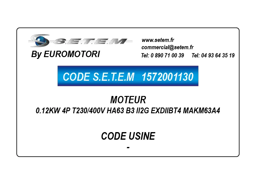 1572001130-MOTEUR EUROMOTORI 0.12KW 4P T230/400V HA63 B3 II2G EXDIIBT4 MAKM63A4