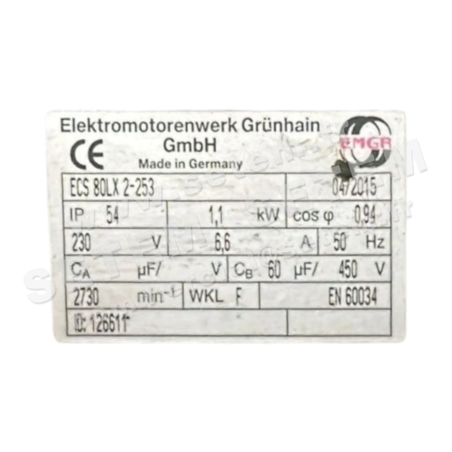 MOTEUR 1.10KW 2P M230V HA80 ECS80LX2-253