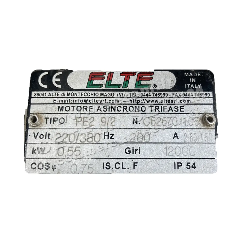 1594504001-MOTEUR ELTE 0.55KW 1200RPM T220/380V 200HZ PE2 9/2 2