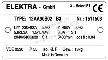 1614000075-MOTEUR ELEKTRAMOT 1.50KW 2P T230/400V HA90 B3 12AA90S.2 2