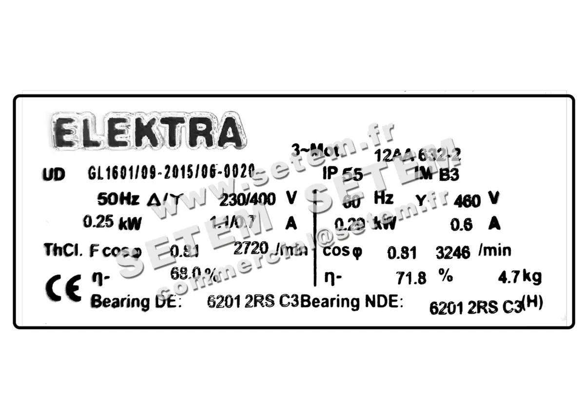1614005630-MOTEUR ELEKTRAMOT 0.25KW 2P T230/400V HA63 B3 12AA632.2 6