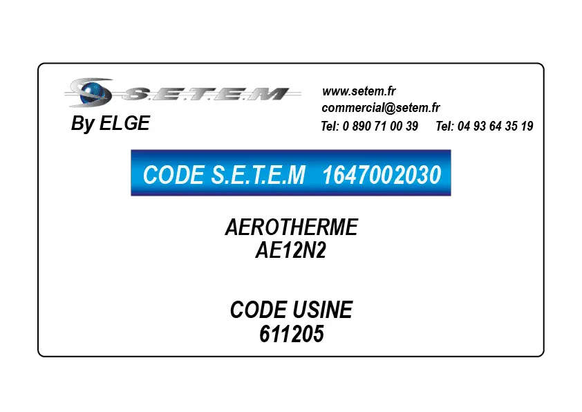 1647002030-AEROTHERME ELGE AE12N2 *611205*