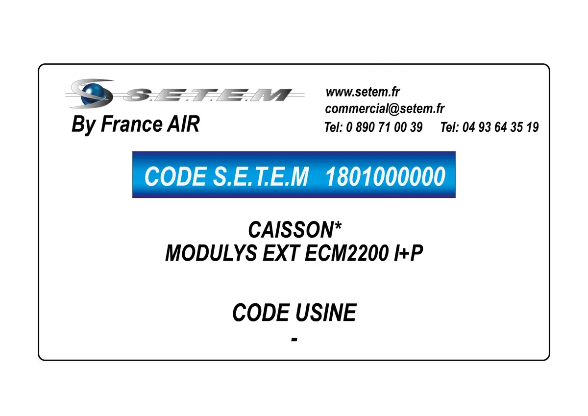 1801000000-CAISSON FRANCEAIR MODULYS EXT ECM2200 I+P