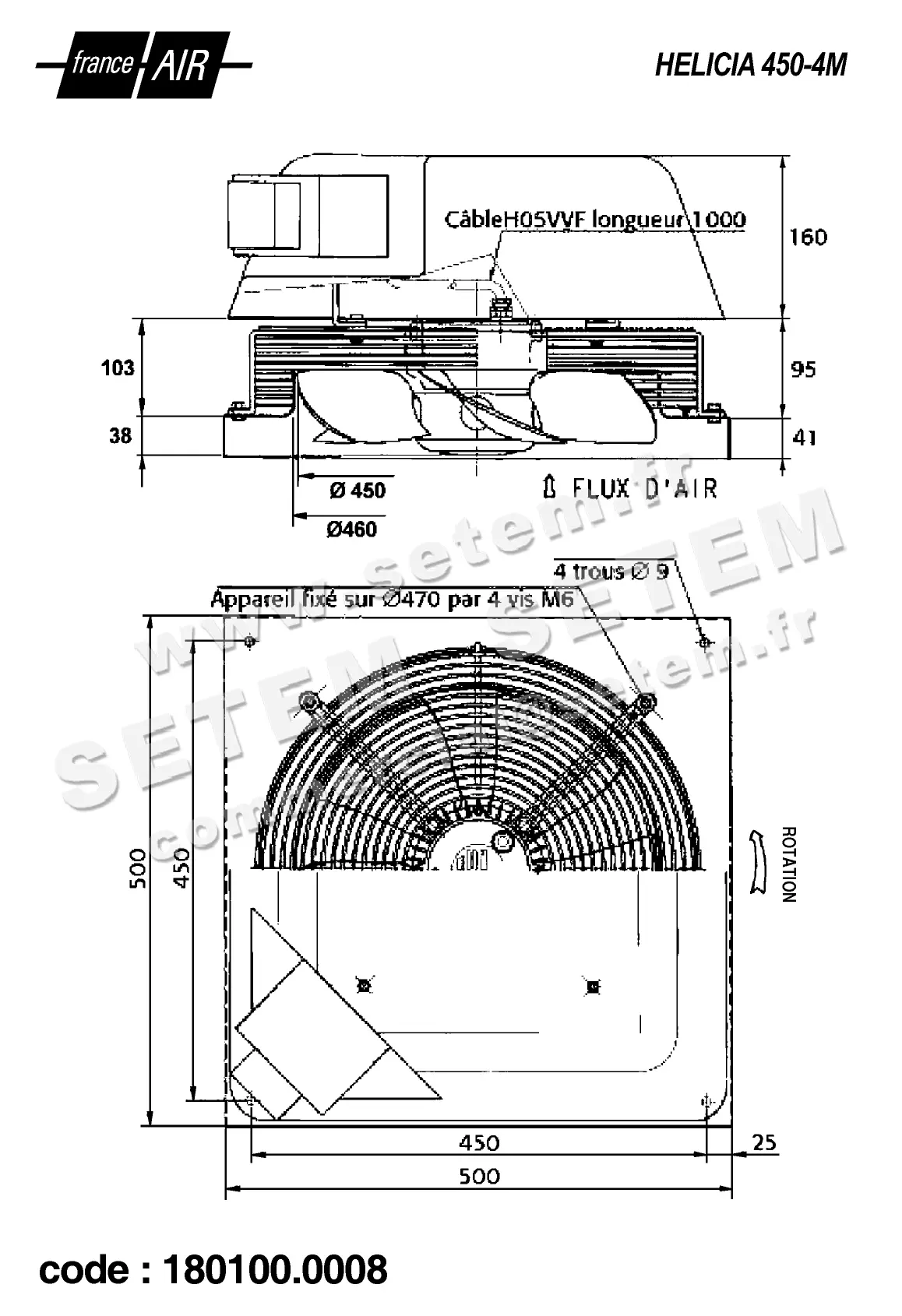 1801000008-TOURELLE FRANCEAIR HELICIA 450/4M "062953" *22308* 2