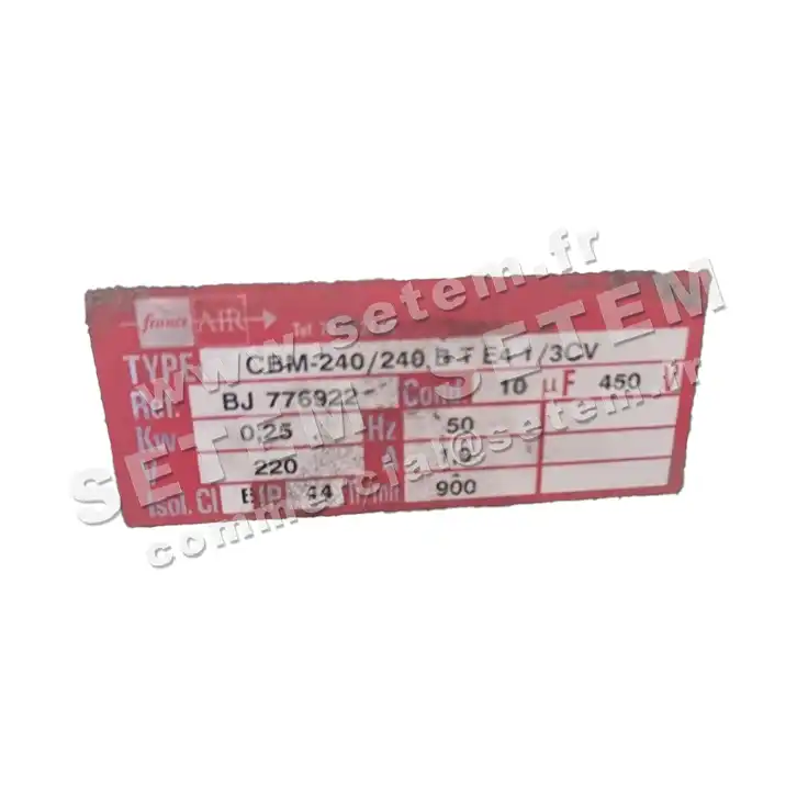 1801000021-VENTILATEUR FRANCEAIR CBM240/240 BT E4 1/3CV *BJ776922*