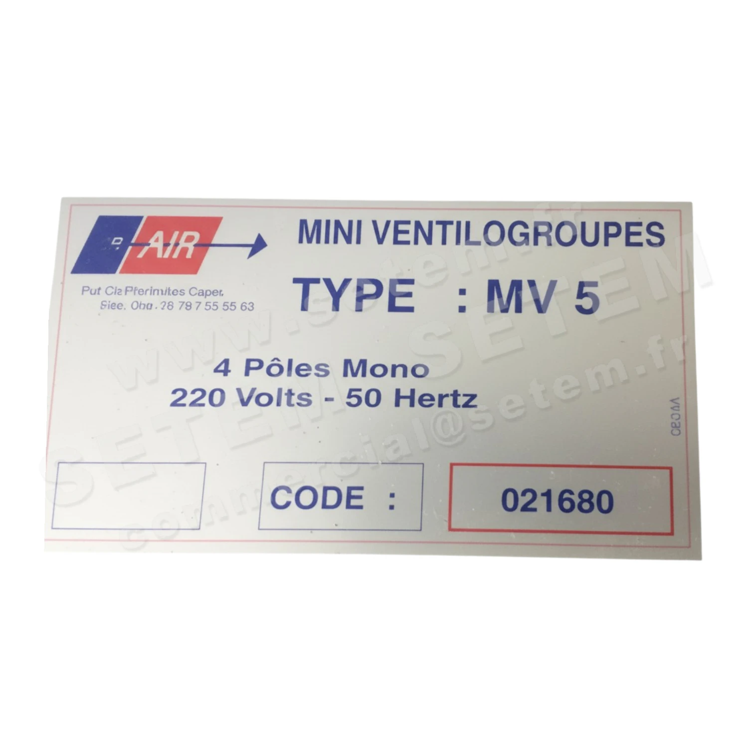 MINIVENTILOGROUPE MV5 *021680*