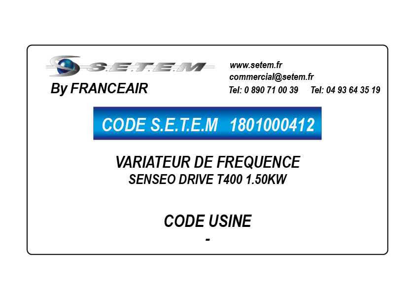 VARIATEUR DE FREQUENCE SENSEO DRIVE T400 1.50KW