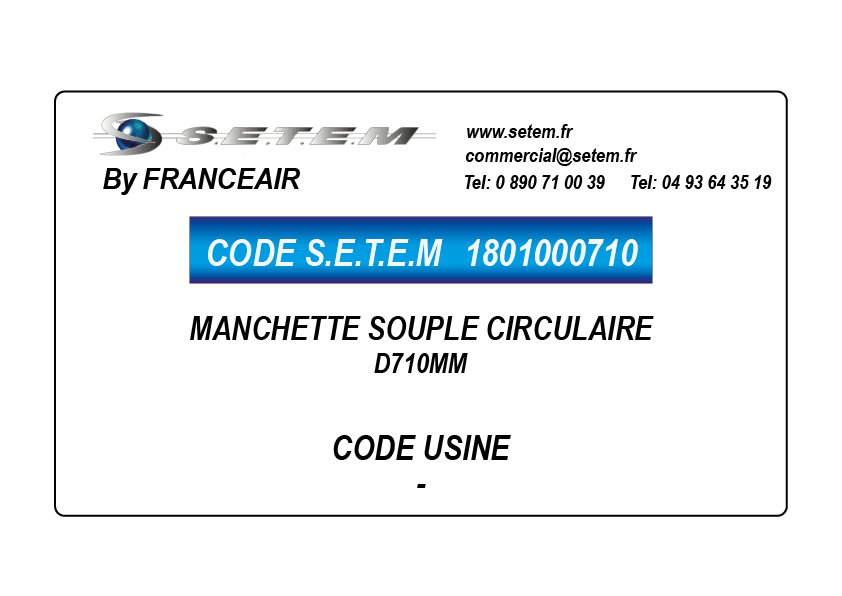 MANCHETTE SOUPLE CIRCULAIRE D710MM