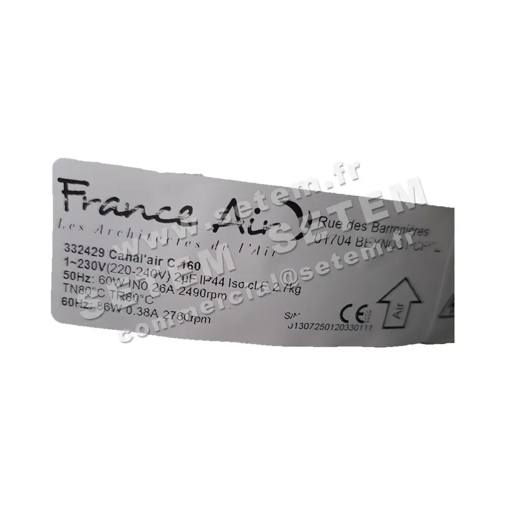 1801002173-VENTILATEUR FRANCEAIR CANAL'AIR C160 *332429* 2