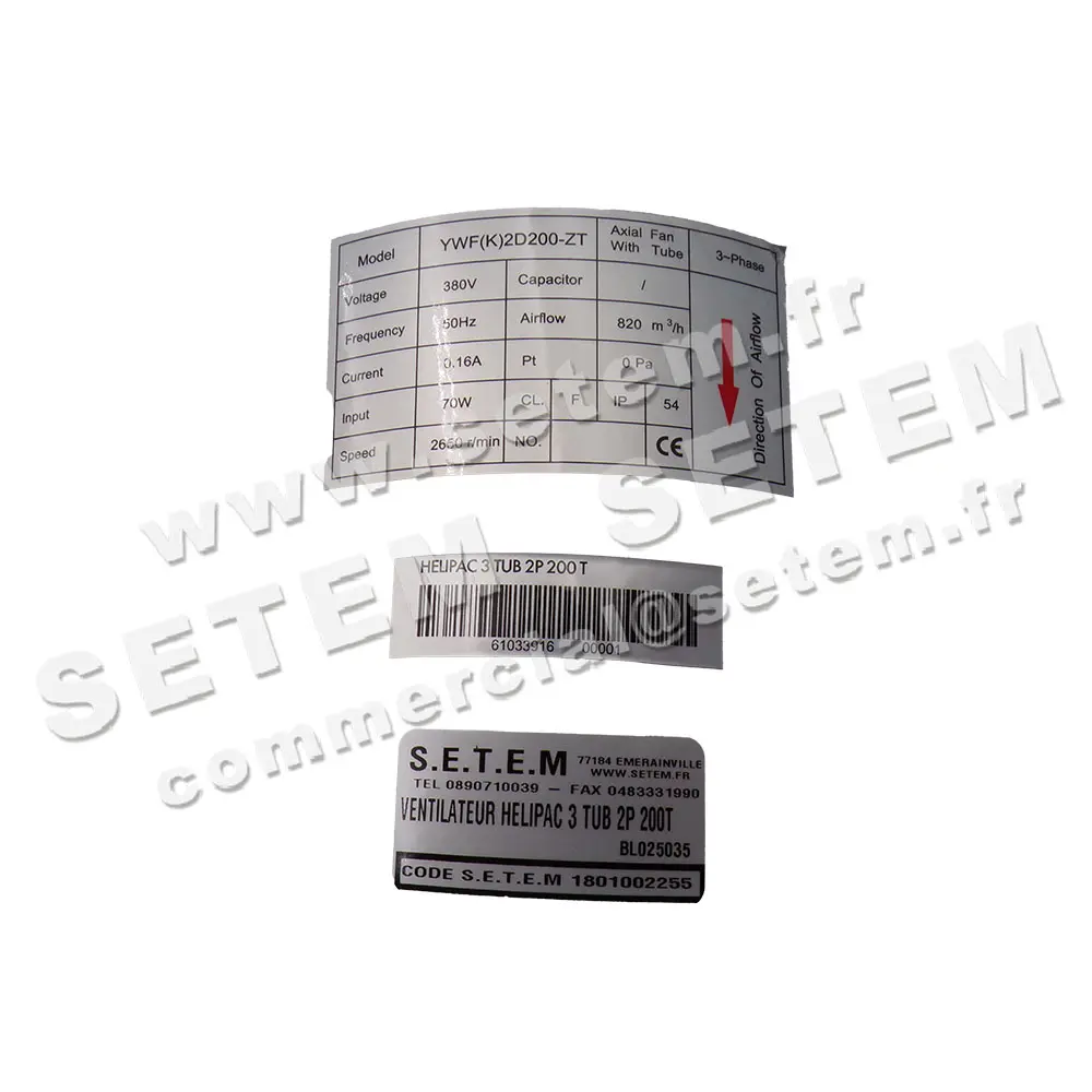 VENTILATEUR HELIPAC 3 TUB 2P 200T 9