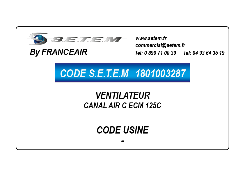 VENTILATEUR CANAL AIR C ECM 125C
