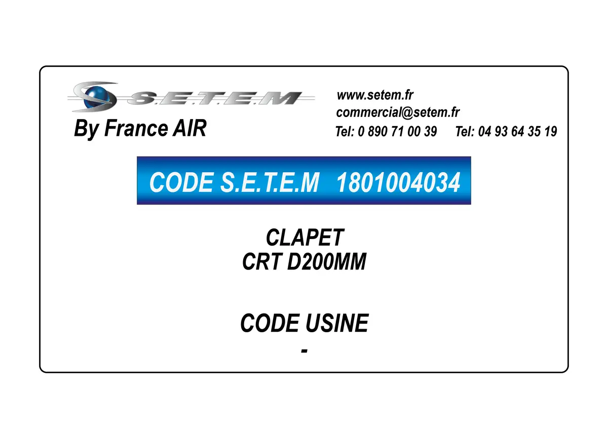 1801004034-CLAPET CRT D200MM FRANCEAIR