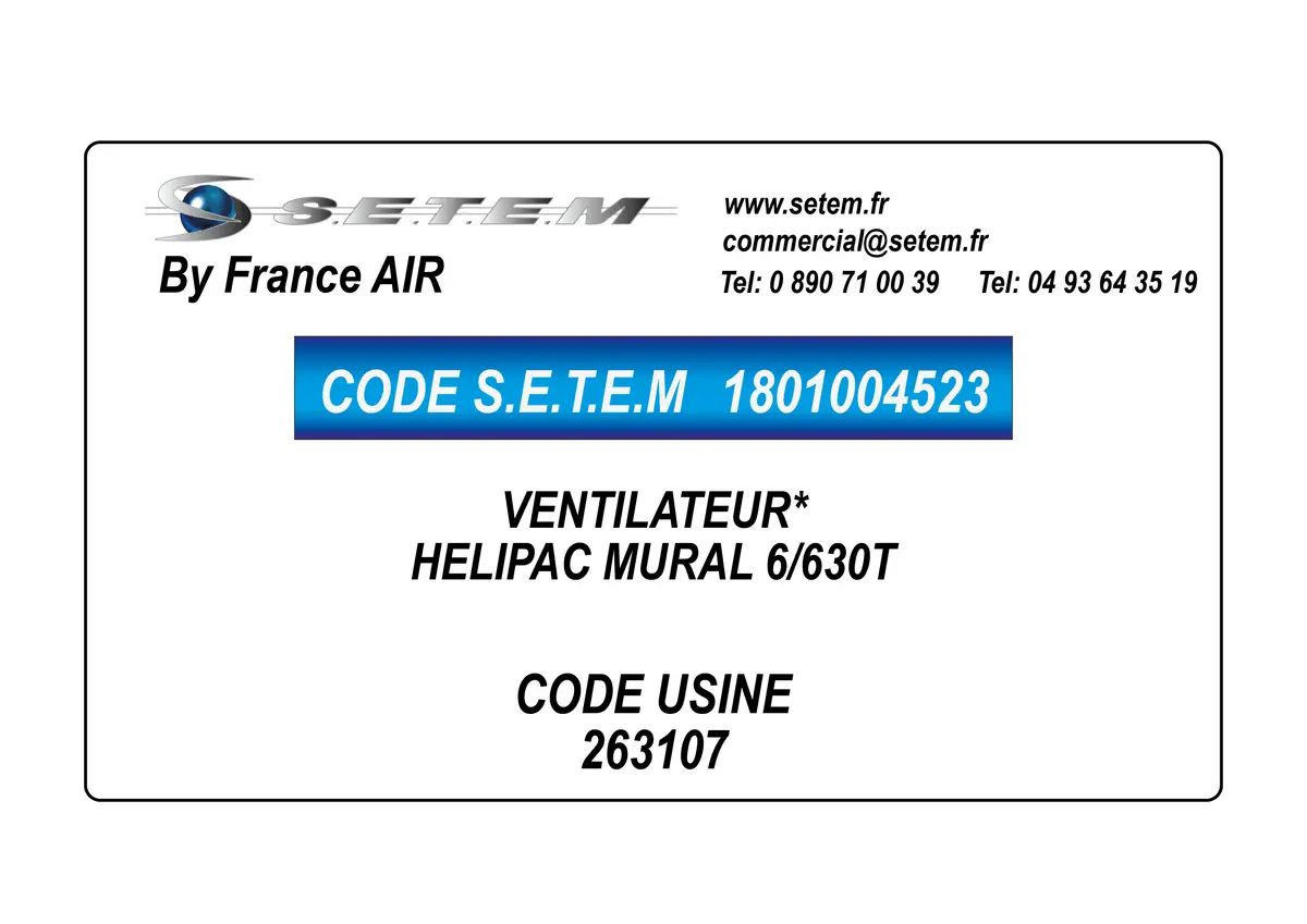1801004523-VENTILATEUR FRANCEAIR HELIPAC MURAL 6/630T *263107*