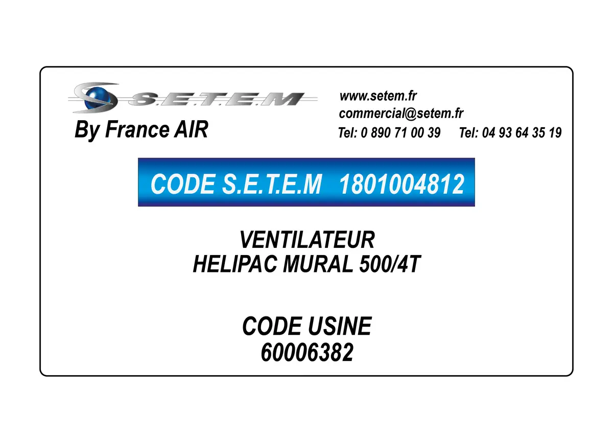 1801004812-VENTILATEUR FRANCEAIR HELIPAC MURAL 500/4T *60006382*