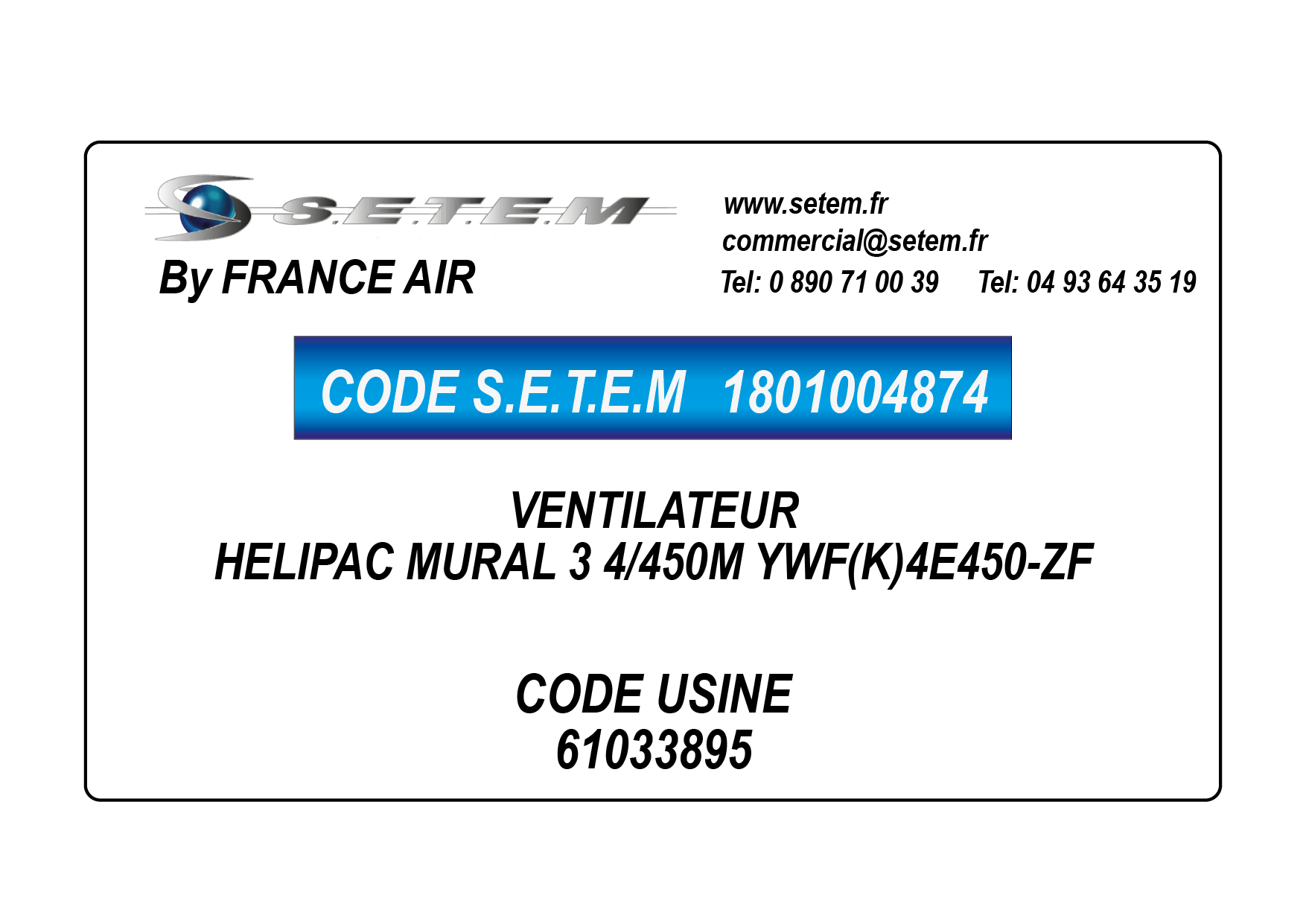 VENTILATEUR HELIPAC MURAL 3 4/450M YWF(K)4E450-ZF *61033895* 5