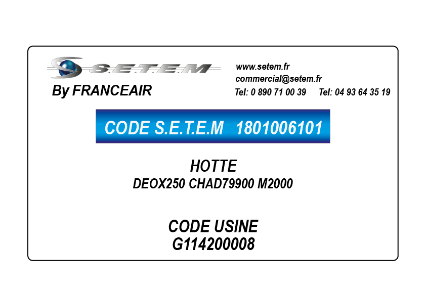HOTTE DEOX250 CHAD79900 M2000 *G114200008*