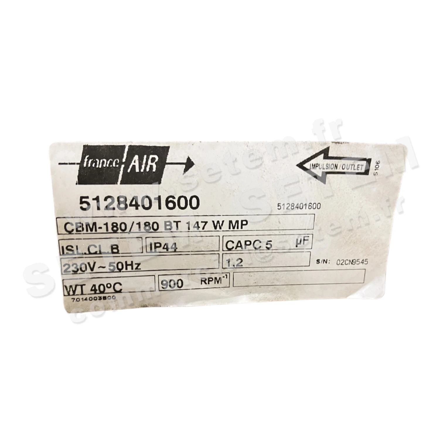 1801006278-VENTILATEUR FRANCEAIR CBM-180/180BT 147W 6P M230V 1V *5128401600* 3
