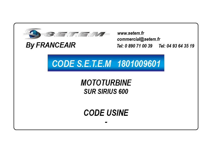 MOTOTURBINE SUR SIRIUS 600