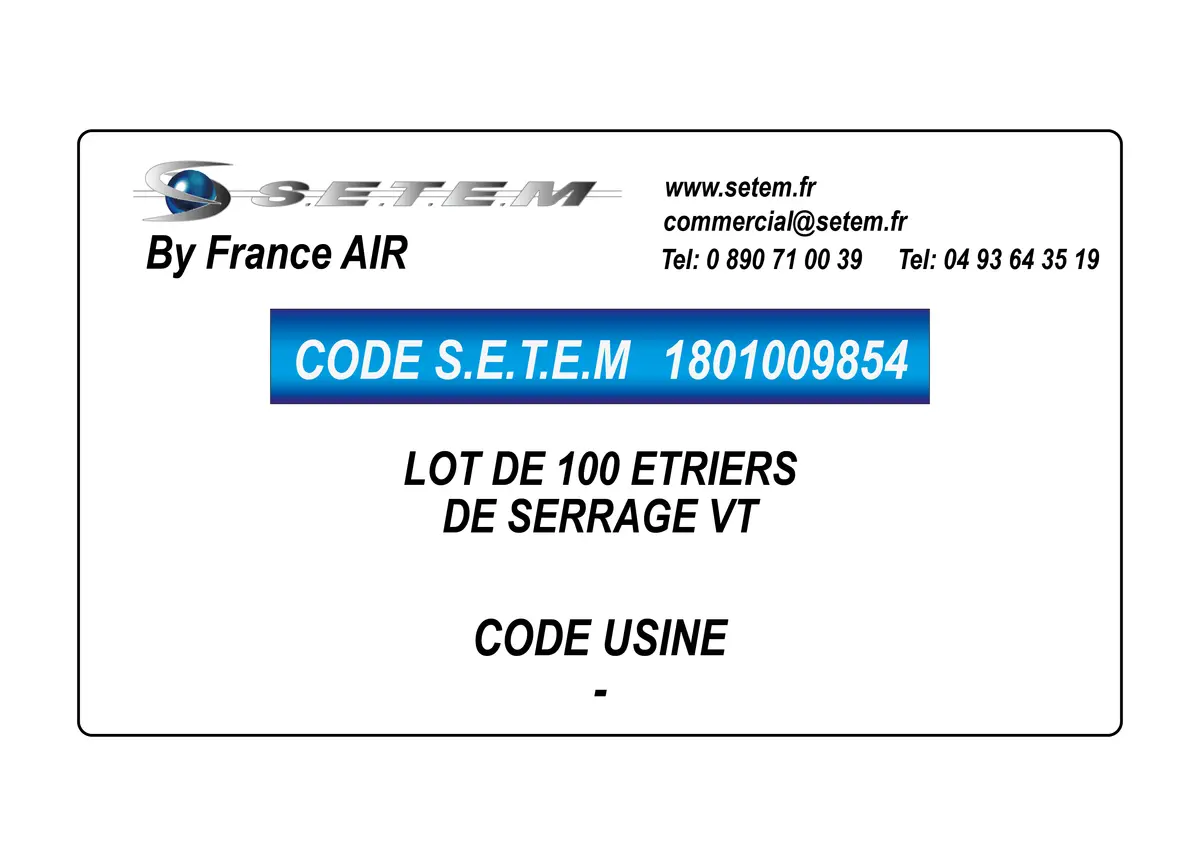 1801009854-LOT DE 100 ETRIERS DE SERRAGE VT FRANCEAIR