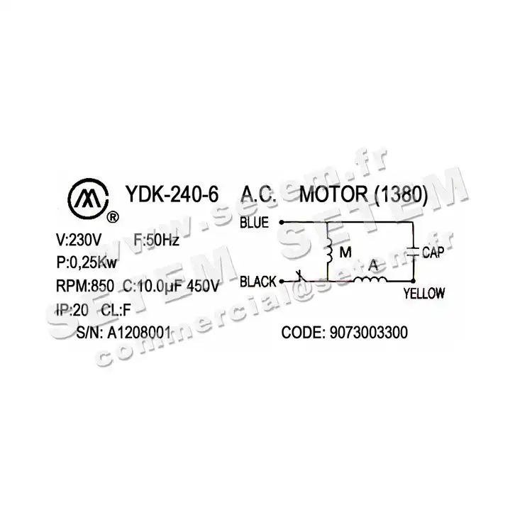 1801009880-VENTILATEUR FRANCEAIR DA9/7 VR B5 245W 6P M230V 1V +BR YDK240.6 *72700012* 3