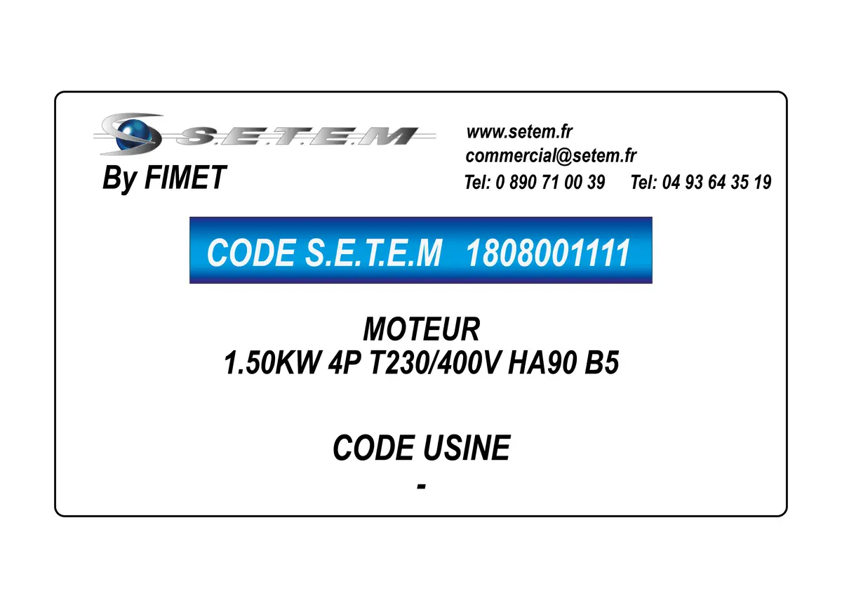 1808001111-MOTEUR FIMET 1.50KW 4P T230/400V HA90 B5