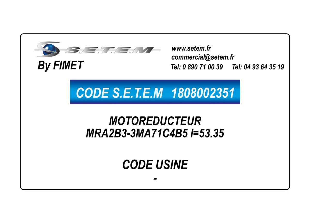 1808002351-MOTOREDUCTEUR FIMET MRA2B3-3MA71C4B5 I=53.35