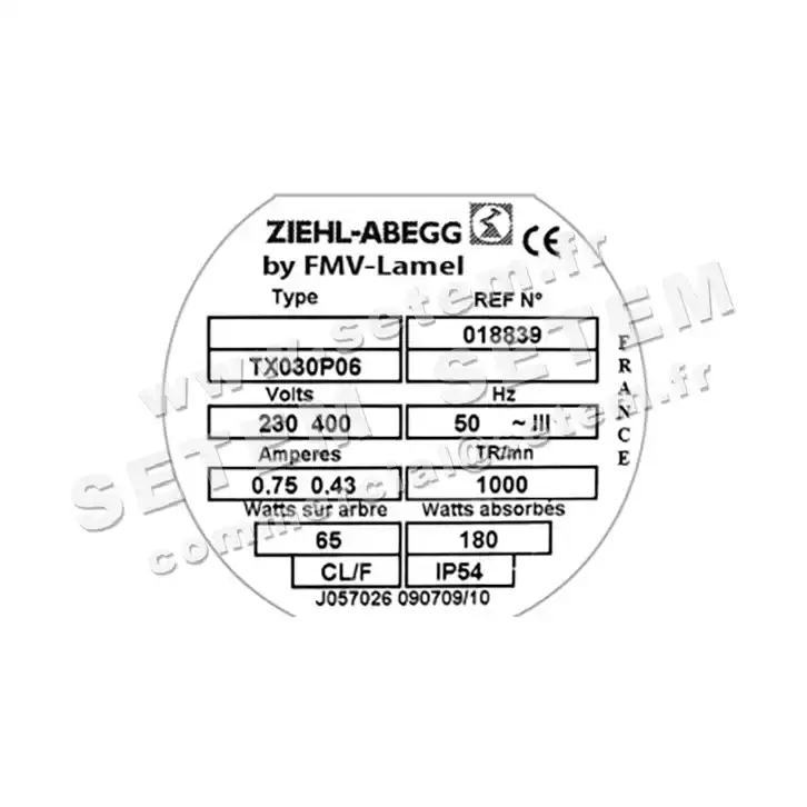 1809000006-MOTEUR FMV TX030P06 65/180W 6P T230/400V *18839* 3