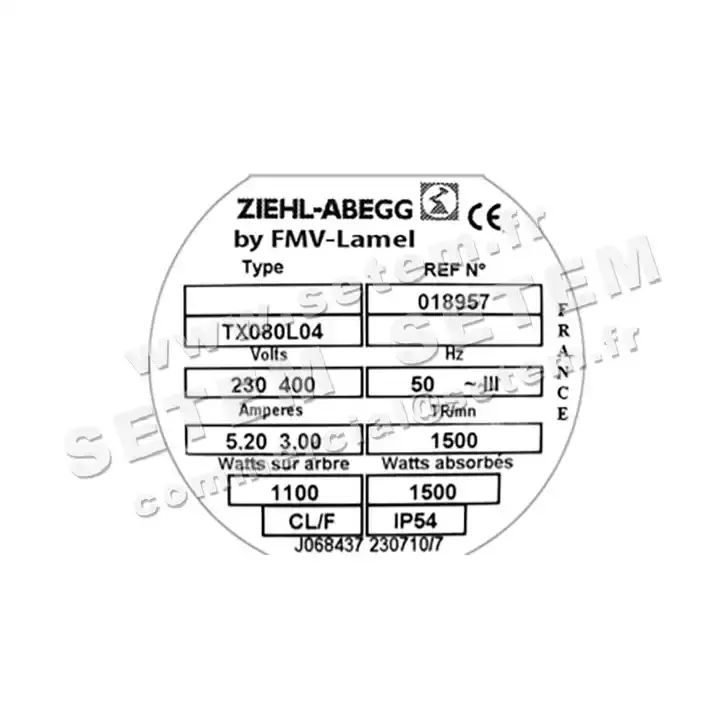 1809000020-MOTEUR FMV TX080L04 1100/1500W 4P T230/400V *18957* 3