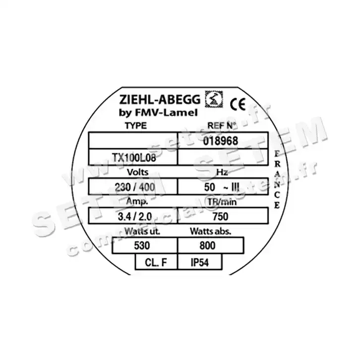 1809000032-MOTEUR FMV TX100L08 530/800W 8P T230/400V *18968* 3