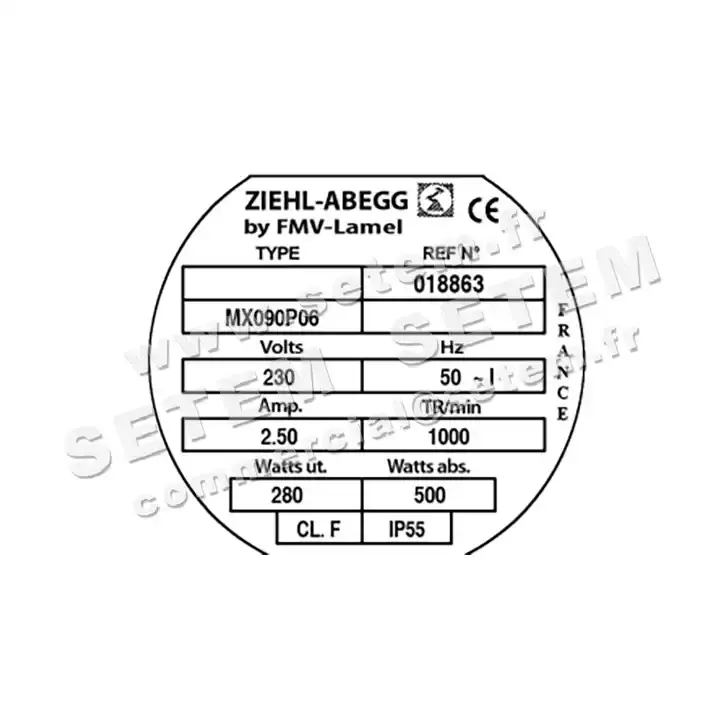 1809000059-MOTEUR FMV MX090P06 280/500W 6P M230V *18863* 3