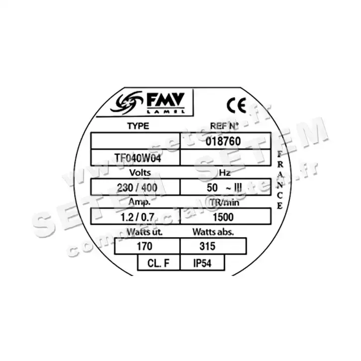 1809000092-MOTEUR FMV TF040W04 170/315W 4P T230/400V *18760* 3