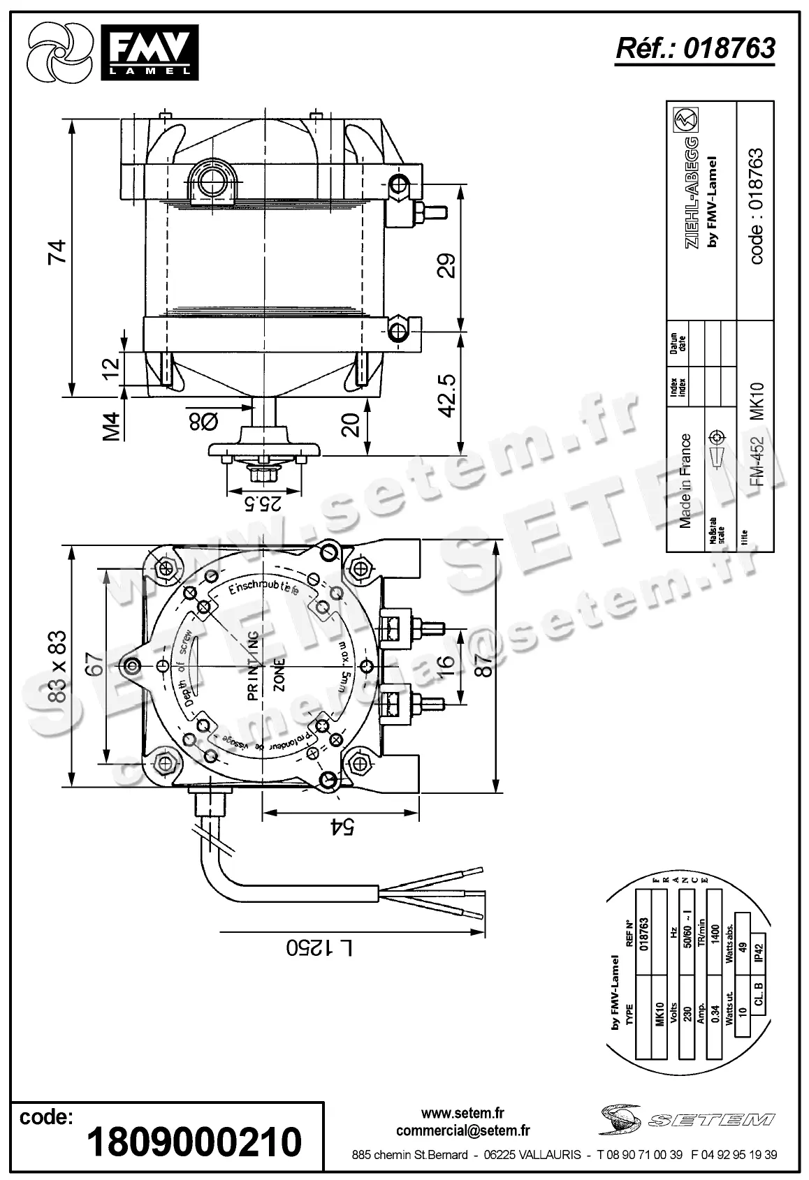 1809000210-MOTEUR FMV MK10 *18763* 2