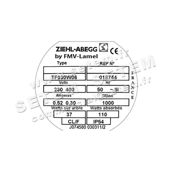1809000250-MOTEUR FMV TF030W06 37/110W 6P T230/400V *18744* 2