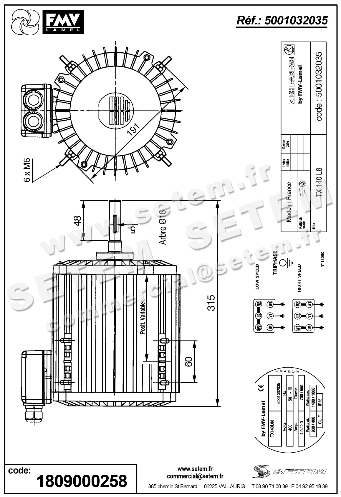 1809000258-MOTEUR FMV TX140L08 *50011032035* 2