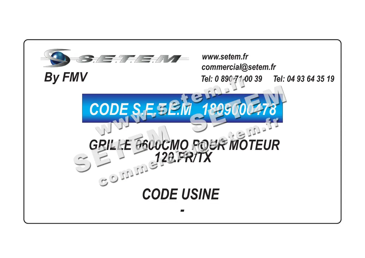 1809000478-GRILLE FMV 0600CMO POUR MOTEUR * 120.PR/TX*