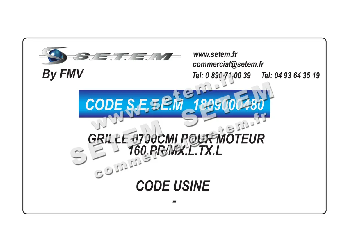 1809000480-GRILLE FMV 0700CMI POUR MOTEUR * 160.PR/MX.L.TX.L*