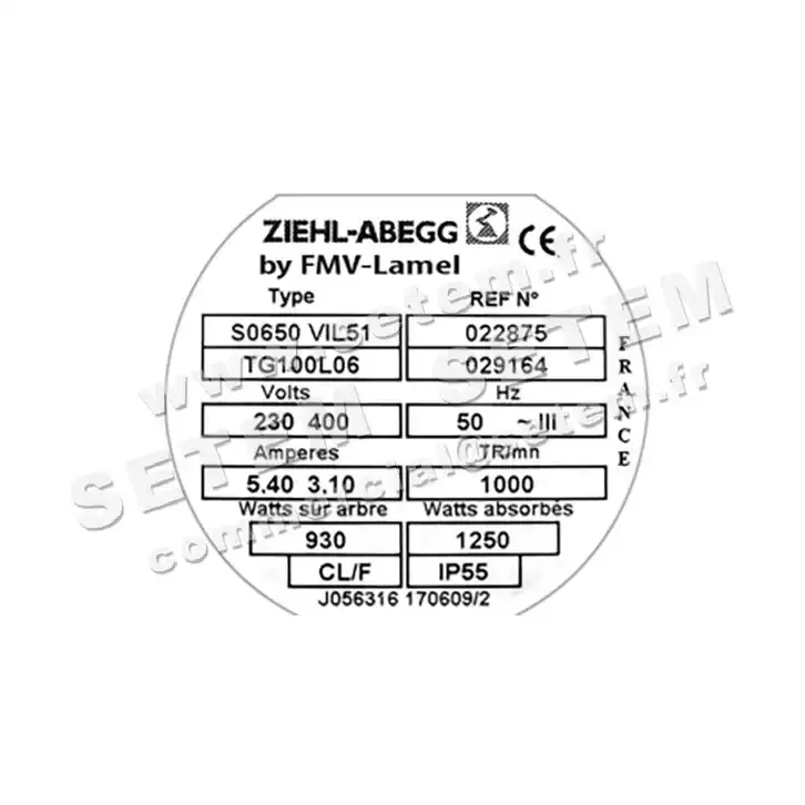 1809001631-VENTILATEUR FMV S0650VIL51.TG100L6 *22875* 3