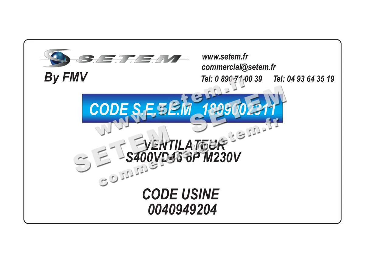 1809002311-VENTILATEUR FMV S400VD46 6P M230V *40949204*