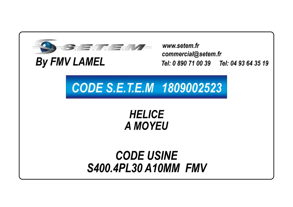 1809002523-HELICE A MOYEU S400.4PL30 A10MM FMV