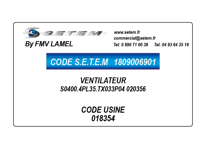 VENTILATEUR S0400.4PL35.TX033P04 020356 *018354* 2