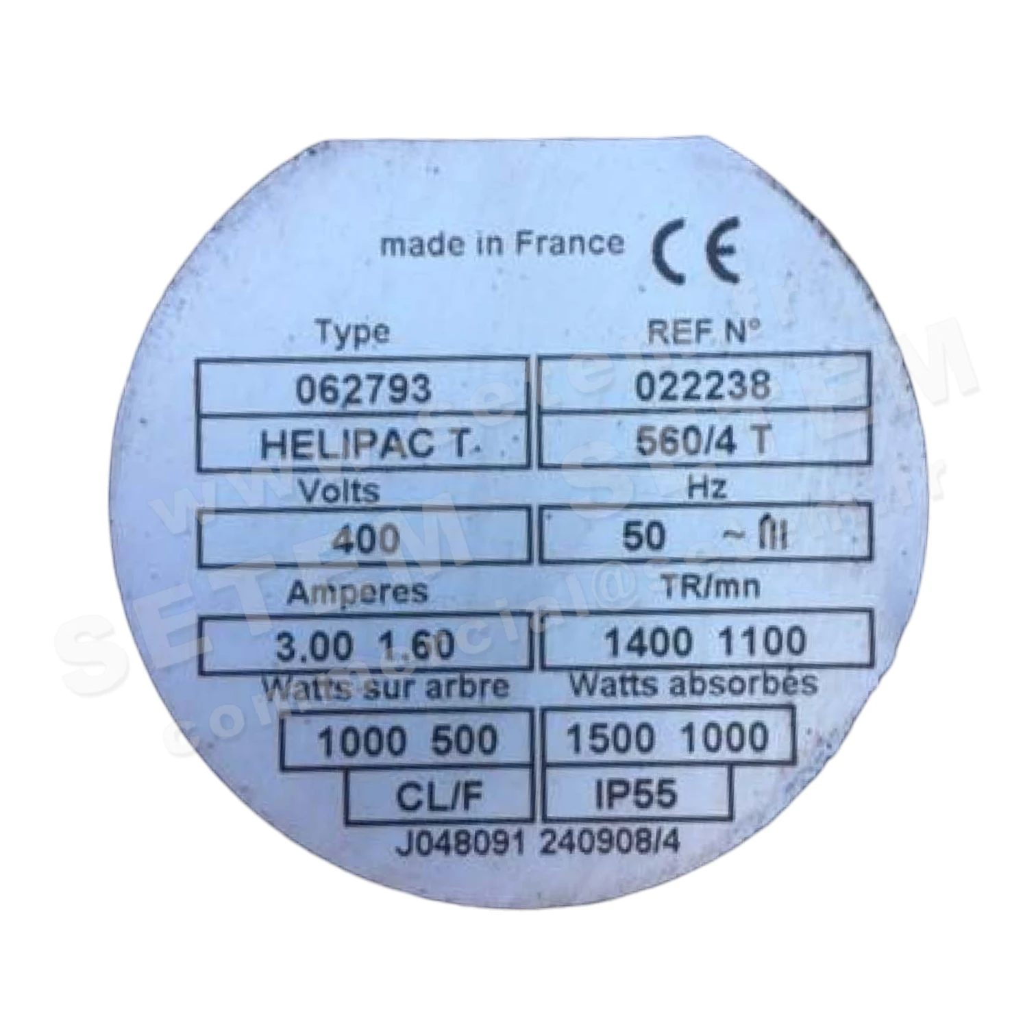 VENTILATEUR HELIPAC TUBULAIRE 560/4T "062793" *022238*