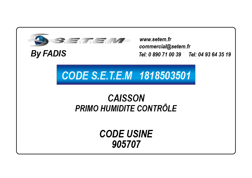 CAISSON PRIMO HUMIDITE CONTROLE *905707* 2
