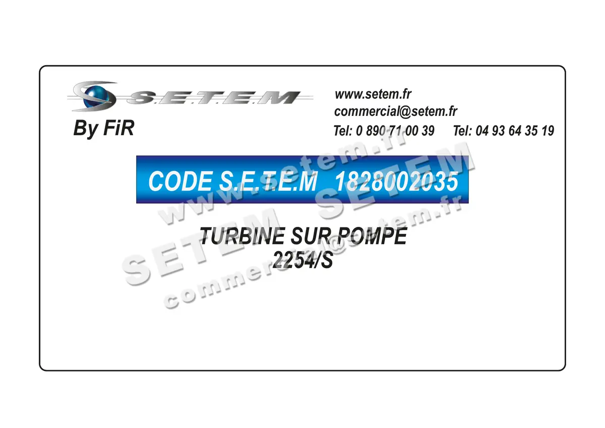 1828002035-TURBINE FIR SUR POMPE * 2254/S*
