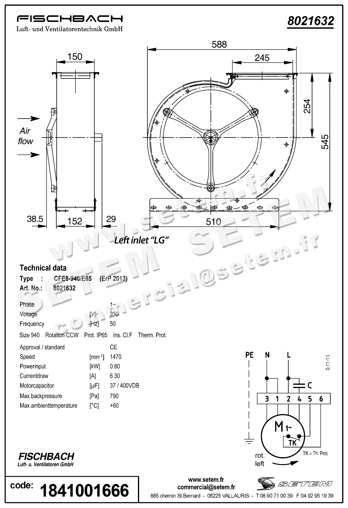 1841001666-VENTILATEUR FISCHBACH CFE8.940/E65LG *8021632* 2