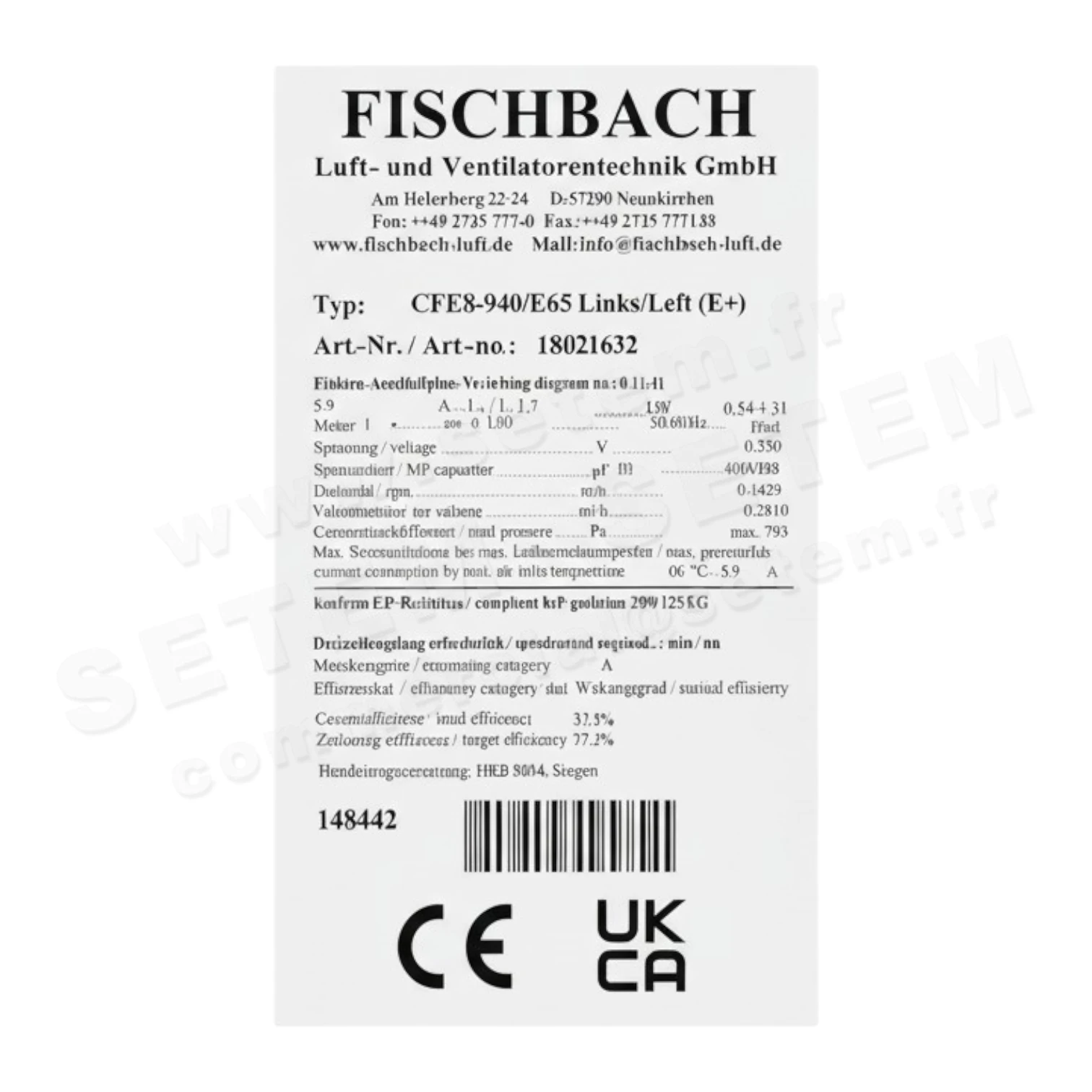 1841001674-VENTILATEUR FISCHBACH CFE8-940/E65 LINKS/LEFT (E+) 4