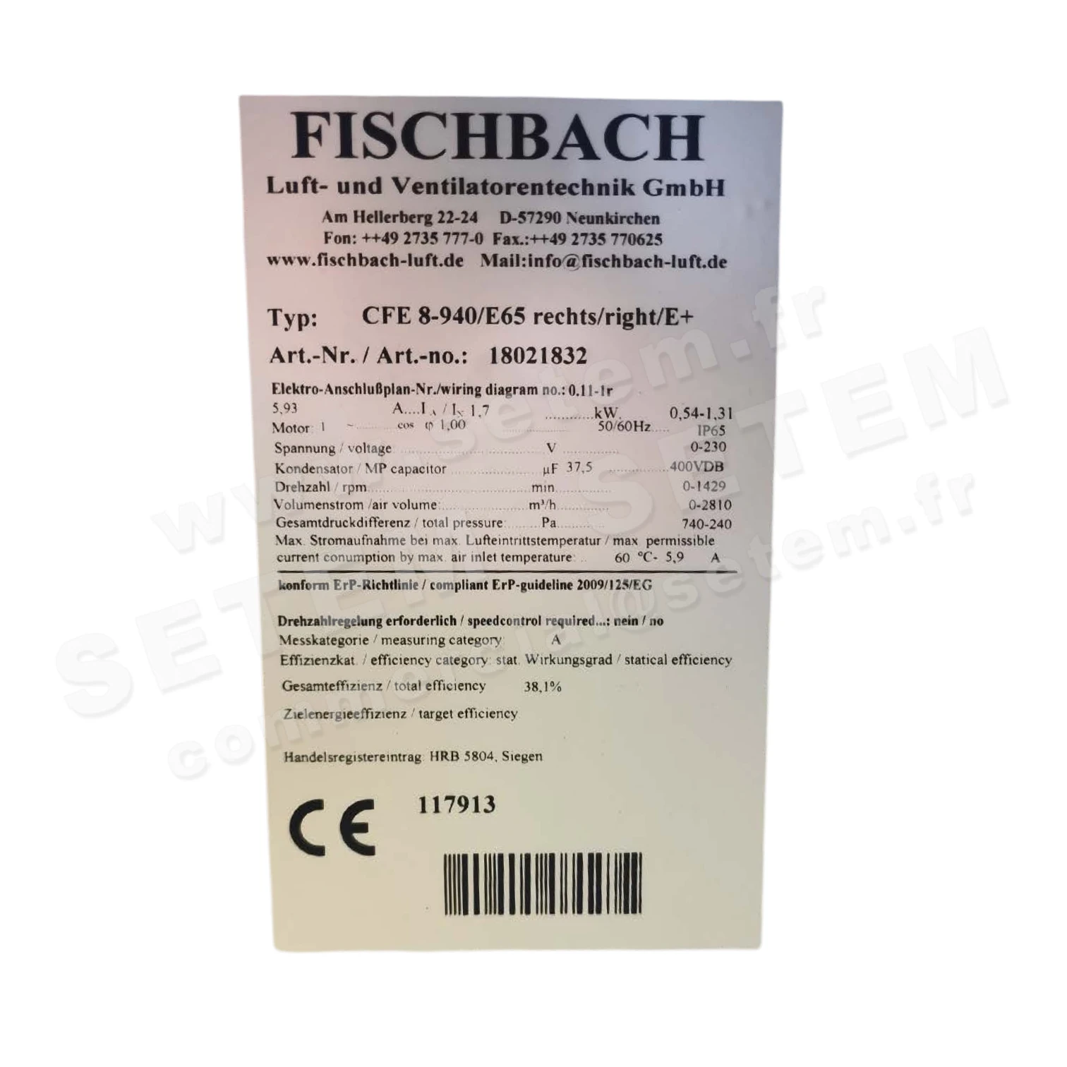 VENTILATEUR CFE8-940/E65RD *18021832*