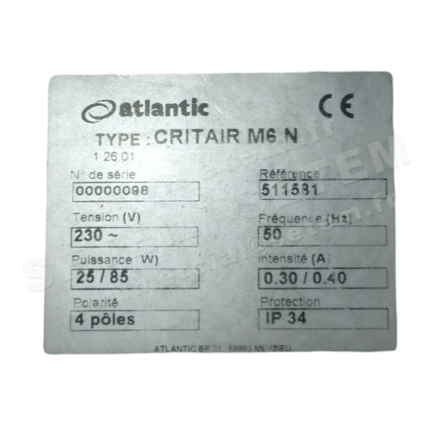 2421000018-CAISSON ATLANTIC CRITAIR M6N *511581*