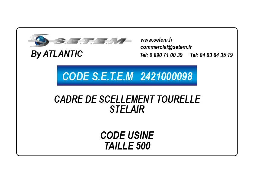 2421000098-CADRE DE SCELLEMENT TOURELLE ATLANTIC STELAIR TAILLE 500-560