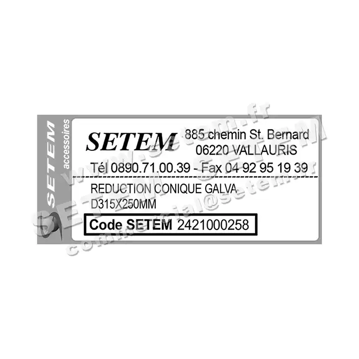 2421000258-REDUCTION CONIQUE GALVA D315X250MM ATLANTIC 3